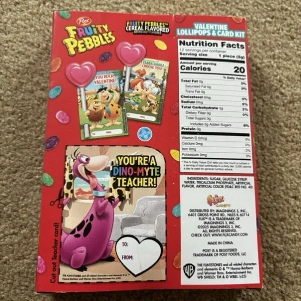 Fruity Pebbles Valentine Lollipops & Card Kit *New*